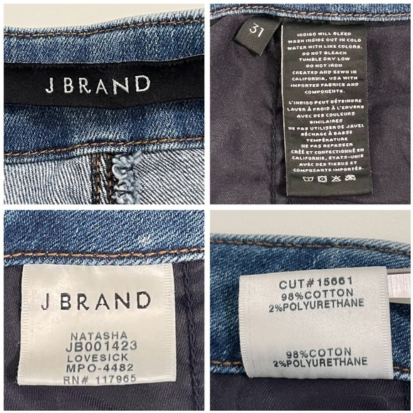 J Brand Natasha Sky High Crop Skinny Jean Button Front Stretch Denim Lovesick 31 - Picture 16 of 16